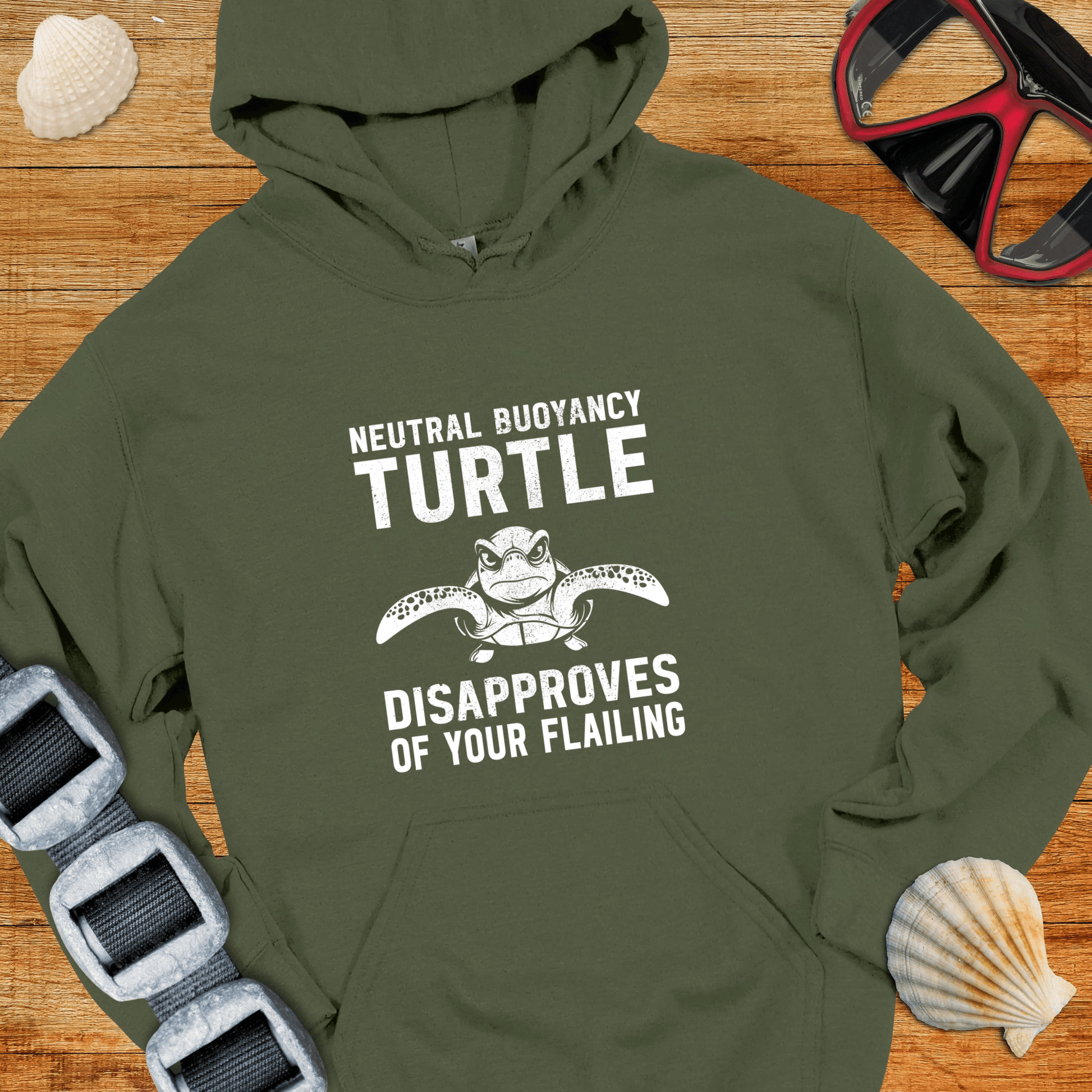 Hoodie Military Green / S Neutral Buoyancy Turtle Hoodie