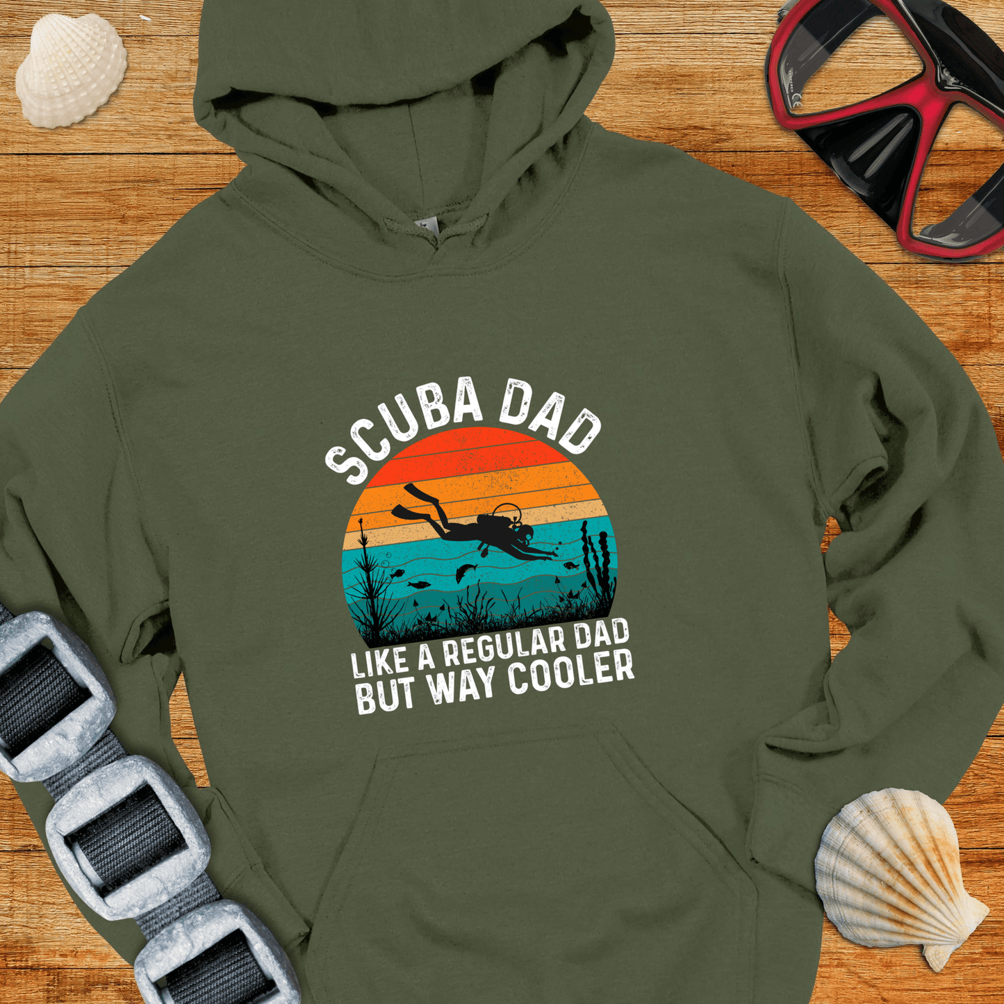 Hoodie Military Green / S Scuba Dad Way Cooler Hoodie