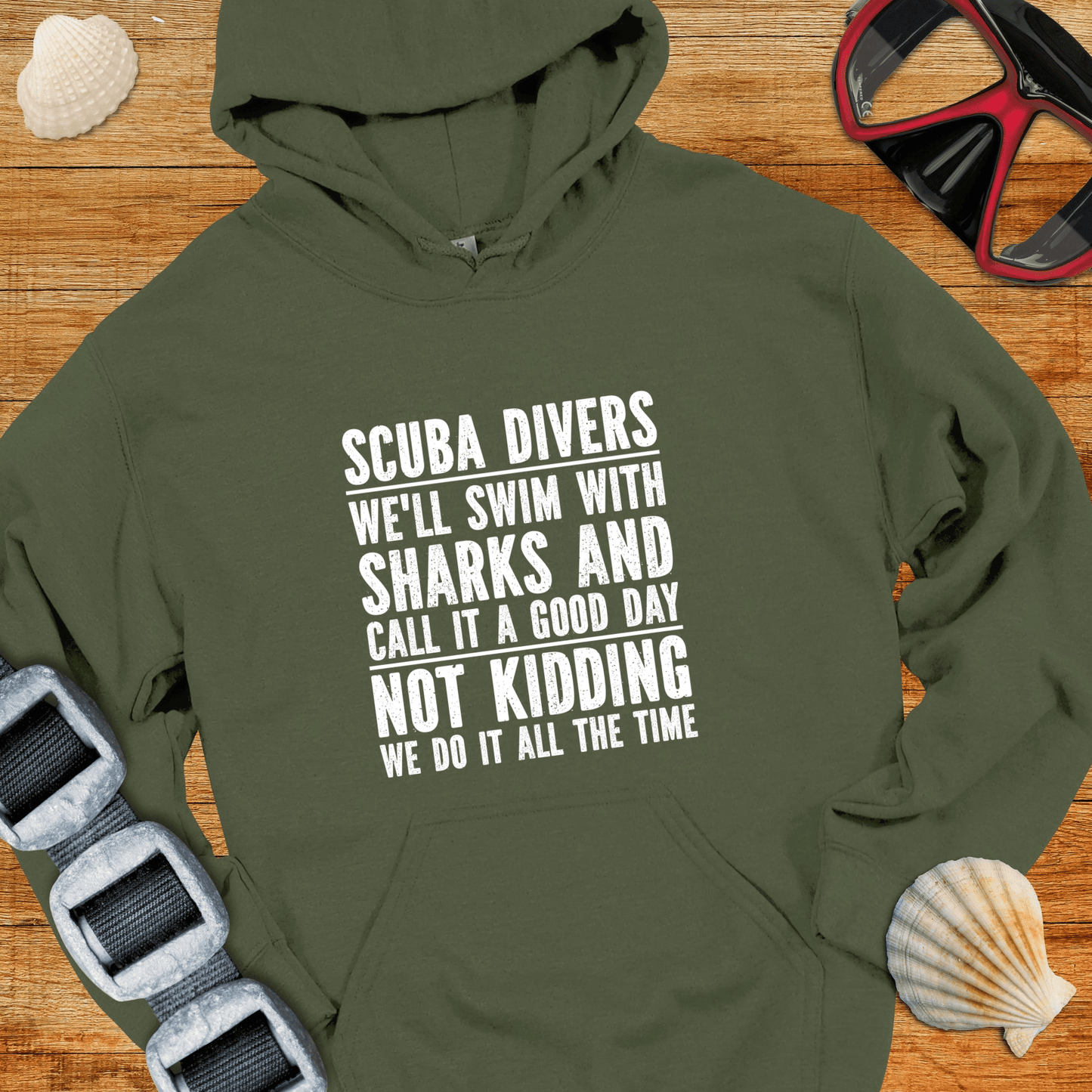 Hoodie Military Green / S Swim With Sharks Hoodie