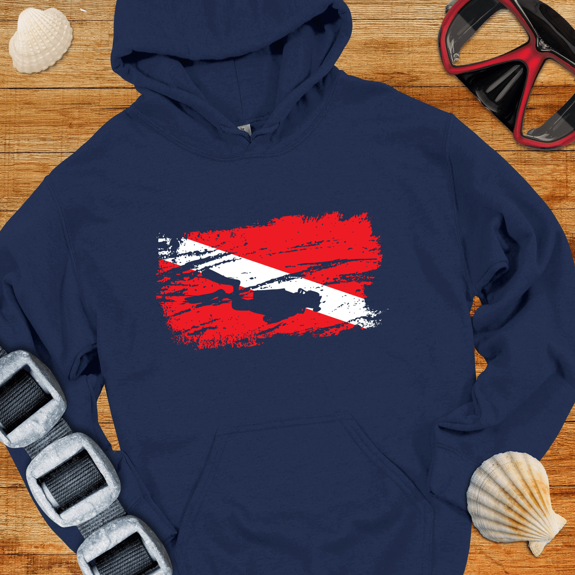 Hoodie Navy / S Grunge Diver Flag Hoodie