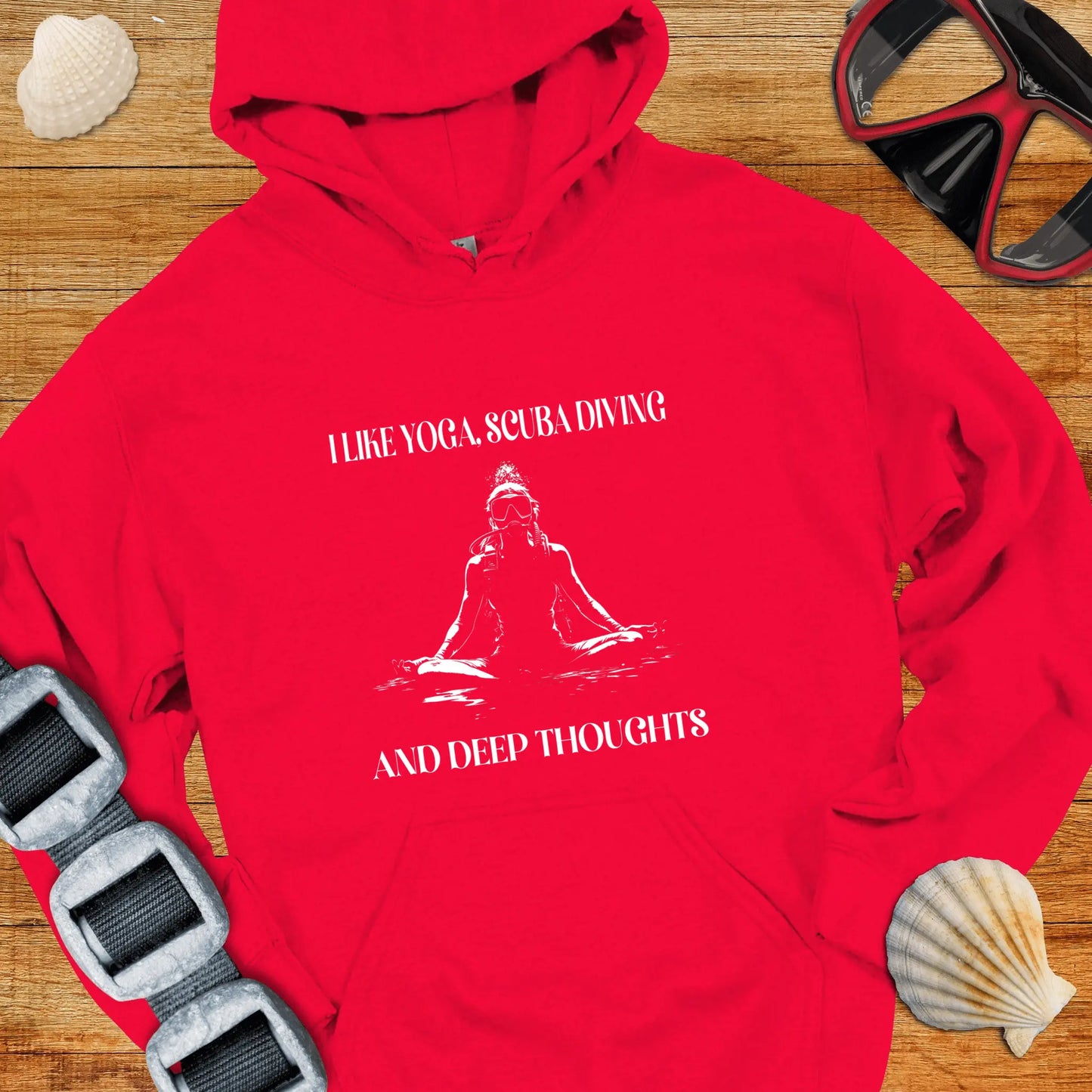 Hoodie Red / S I Like Yoga & Diving Hoodie