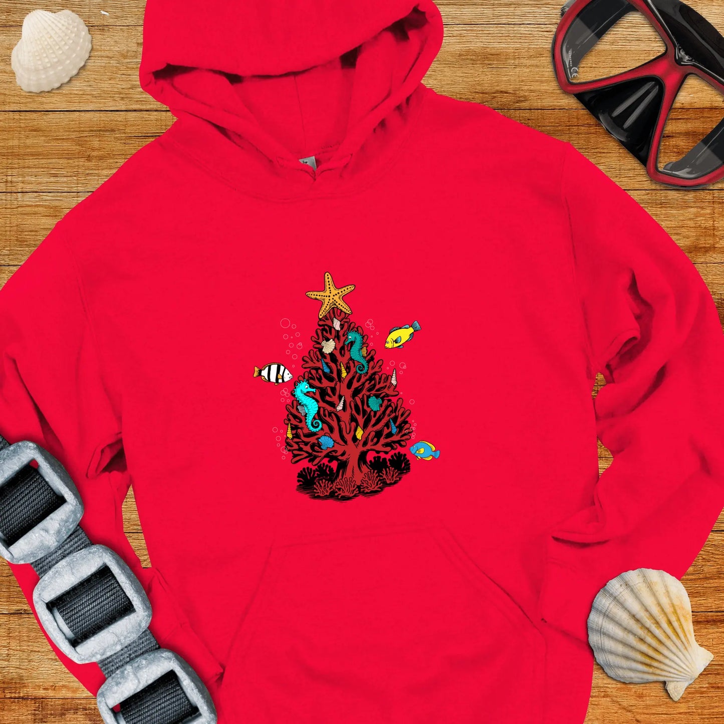 Hoodie Red / S Xmas Dive Tree Hoodie