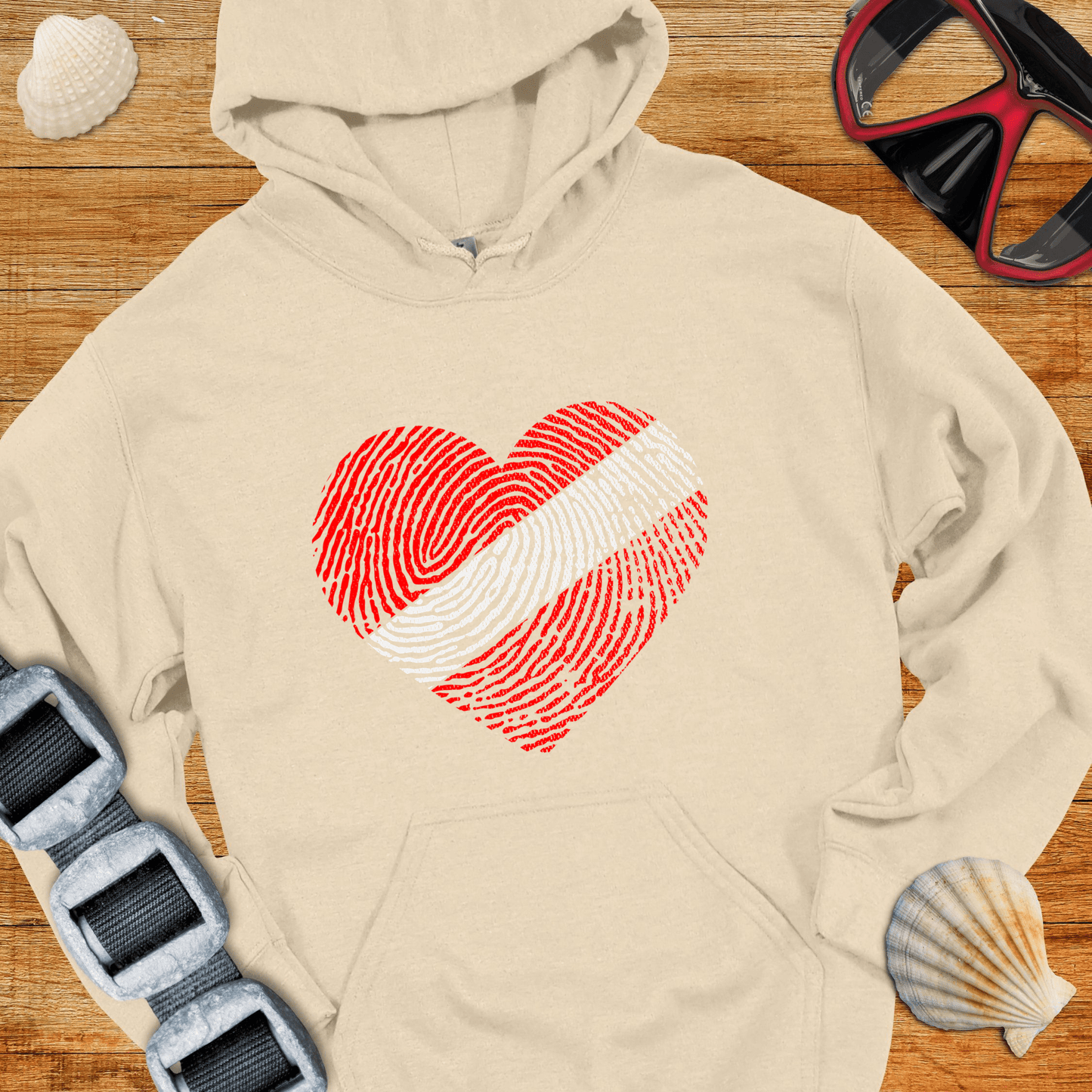 Hoodie Sand / S Diver Heart Hoodie