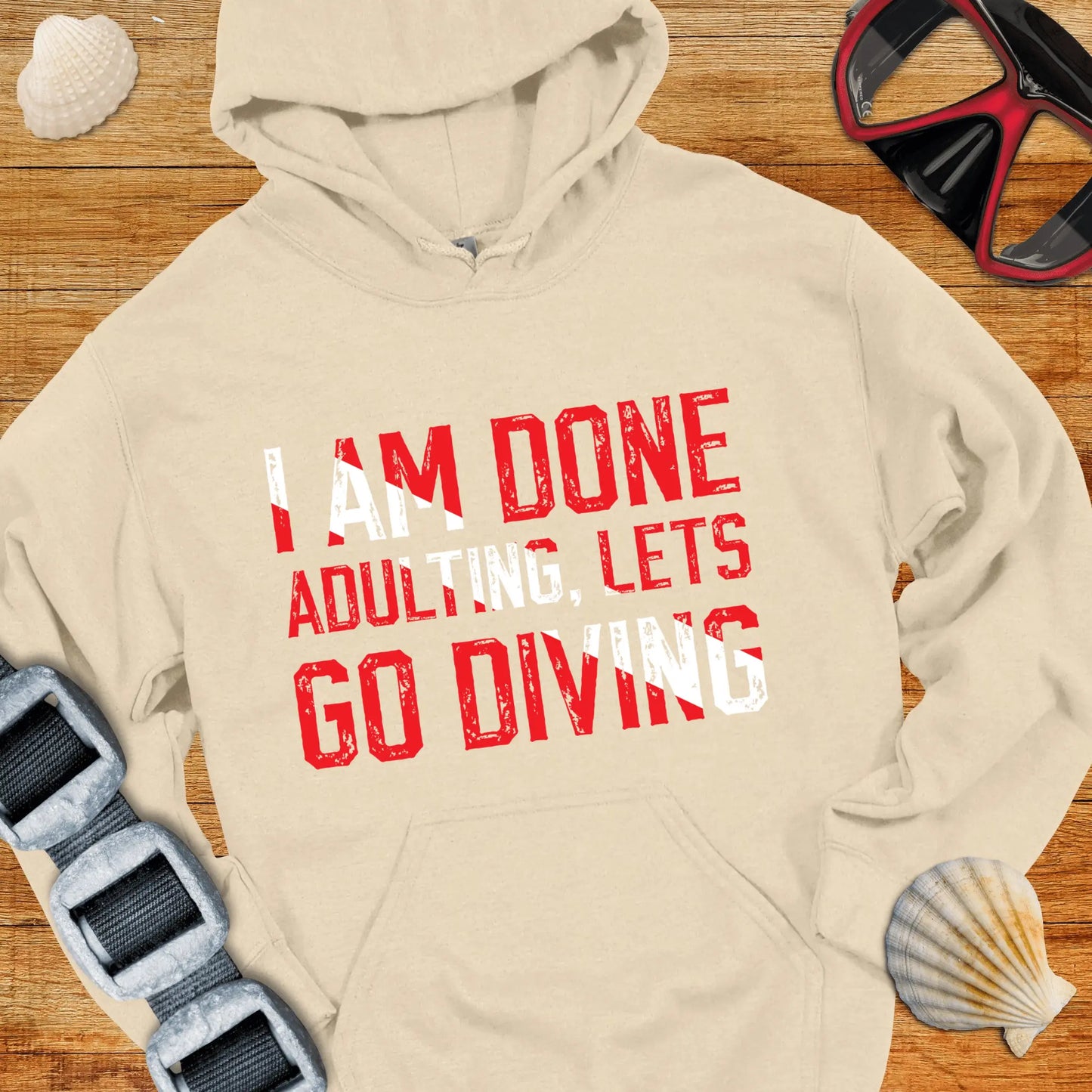 Hoodie Sand / S Lets Go Diving Hoodie
