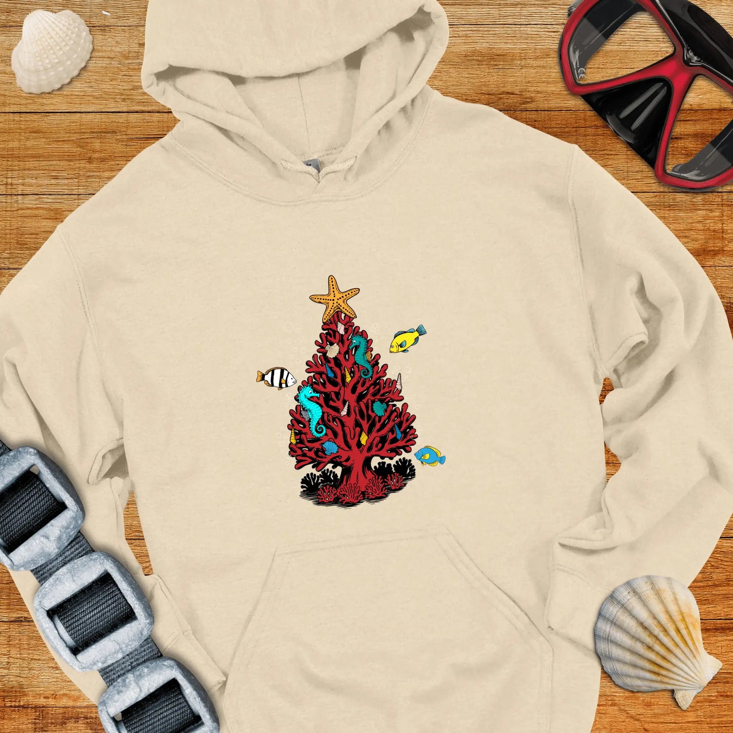 Hoodie Sand / S Xmas Dive Tree Hoodie
