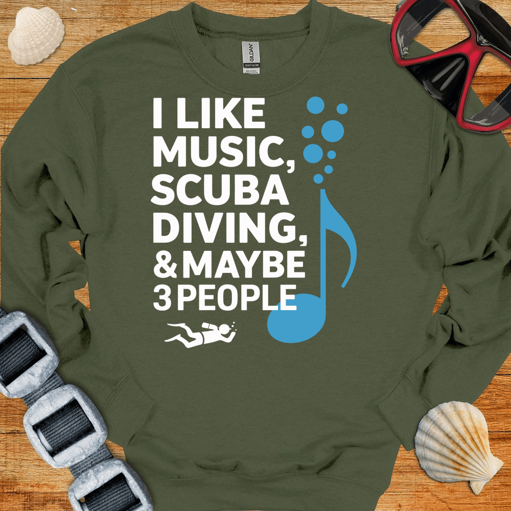 Sweatshirt S / Military Green Diving And Music Crewneck