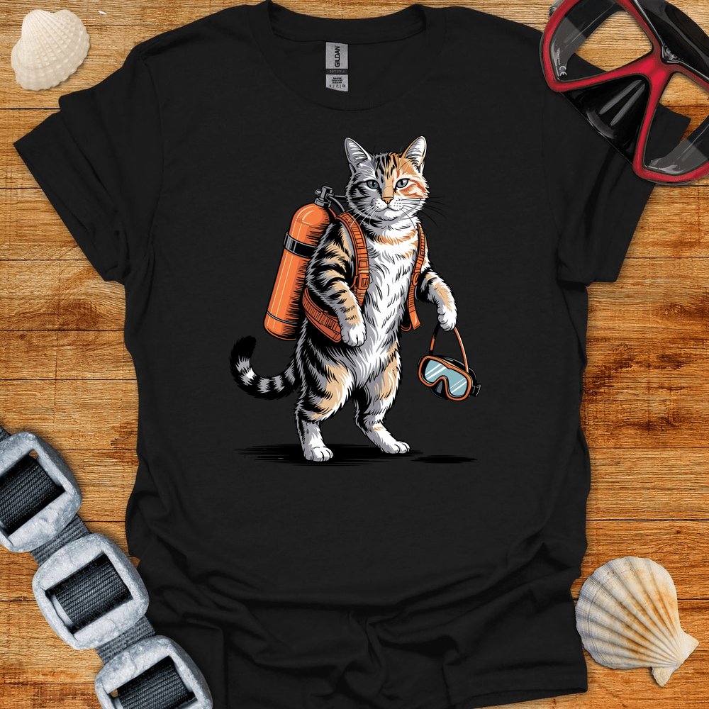 T-Shirt Black / S Cat Diver T-Shirt
