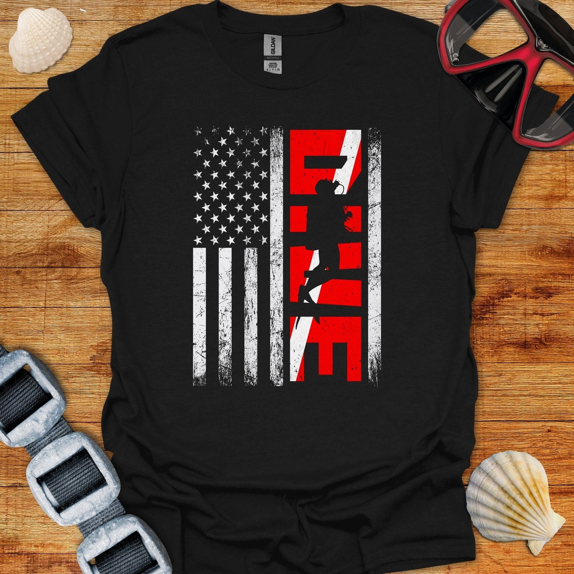 T-Shirt Black / S DIver USA Flag T-Shirt
