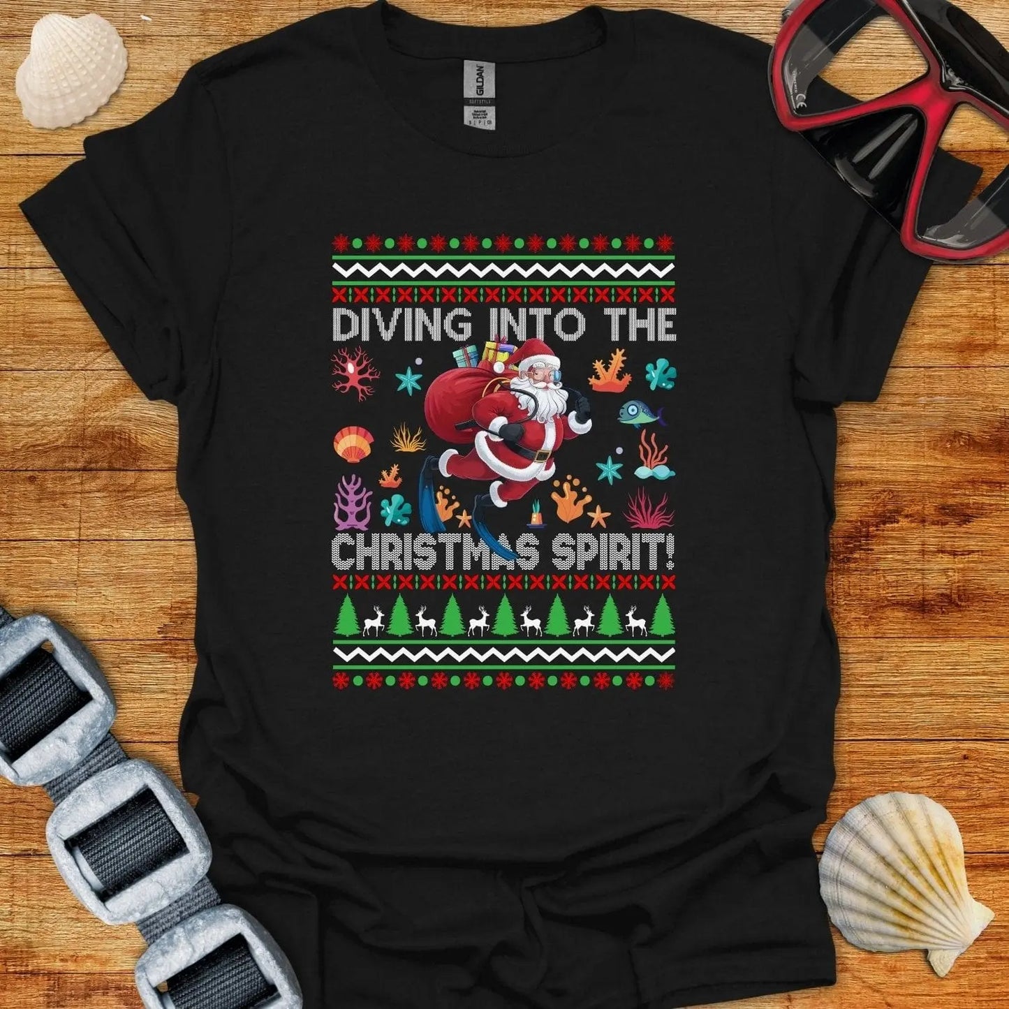 T-Shirt Black / S Diving Into Xmas T-Shirt