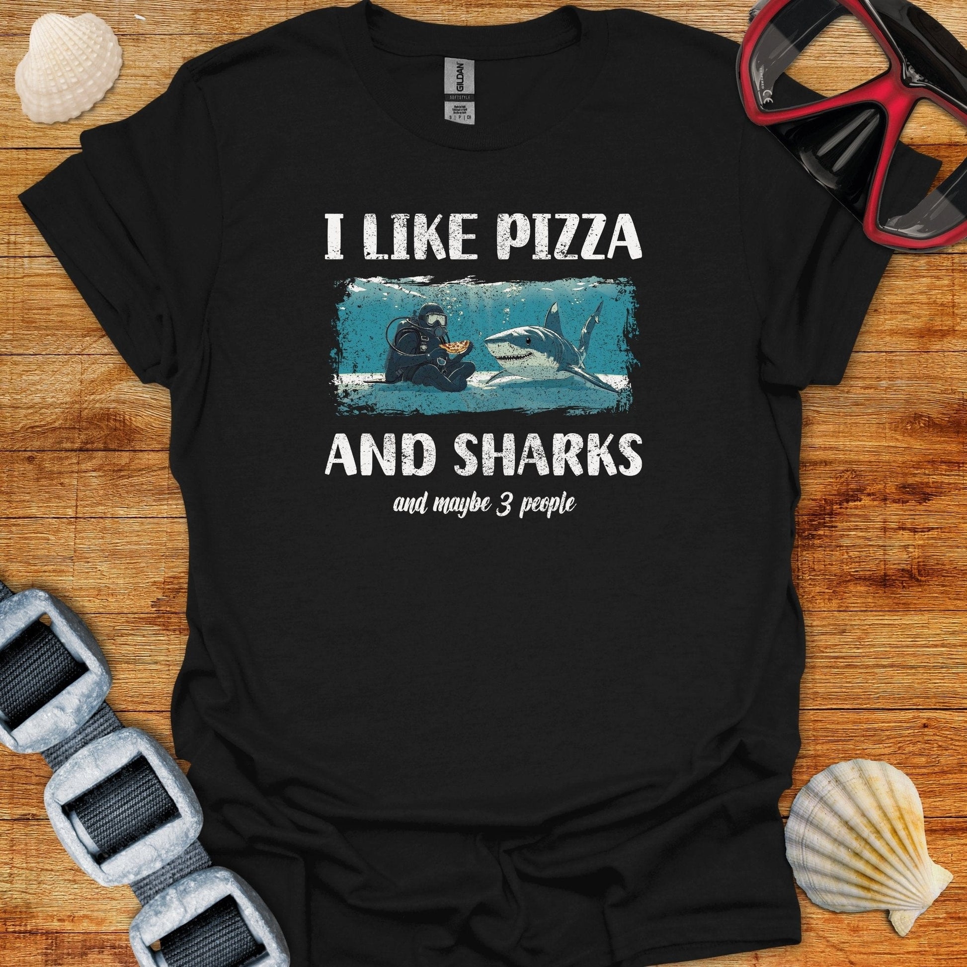 T-Shirt Black / S I Like Pizza & Sharks T-Shirt