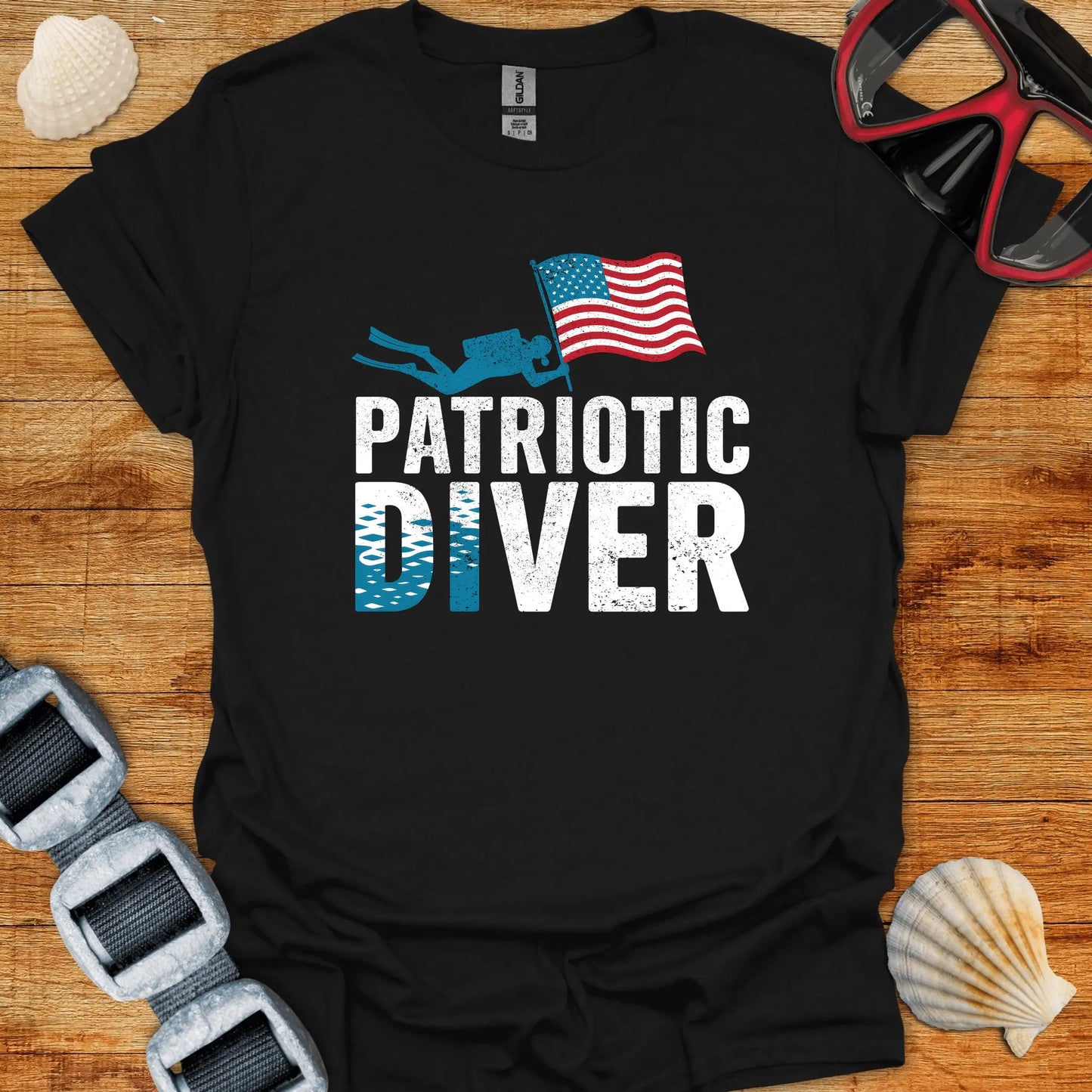 T-Shirt Black / S Patriotic Diver T-Shirt