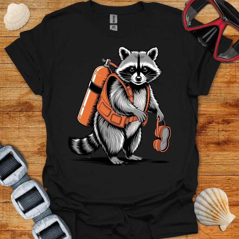 T-Shirt Black / S Racoon Diver T-Shirt