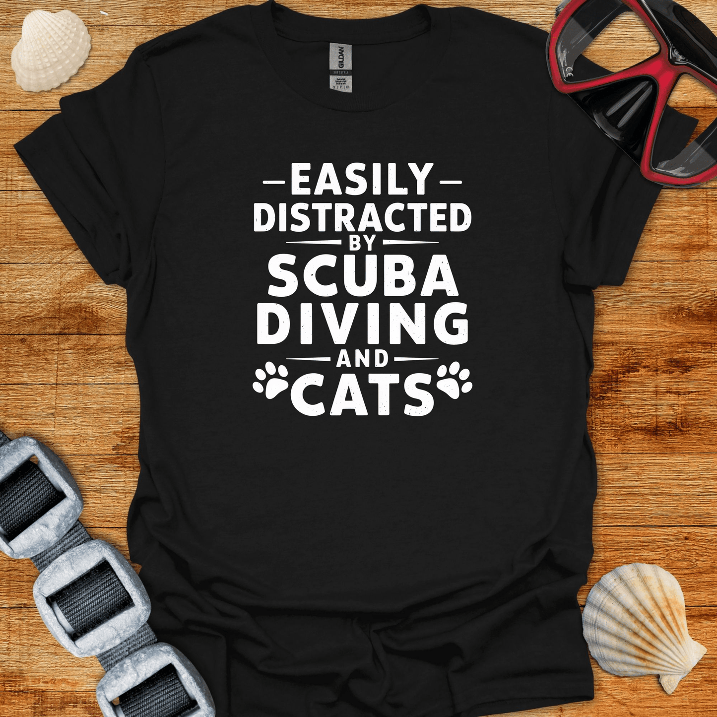 T-Shirt Black / S Scuba and Cats T-Shirt