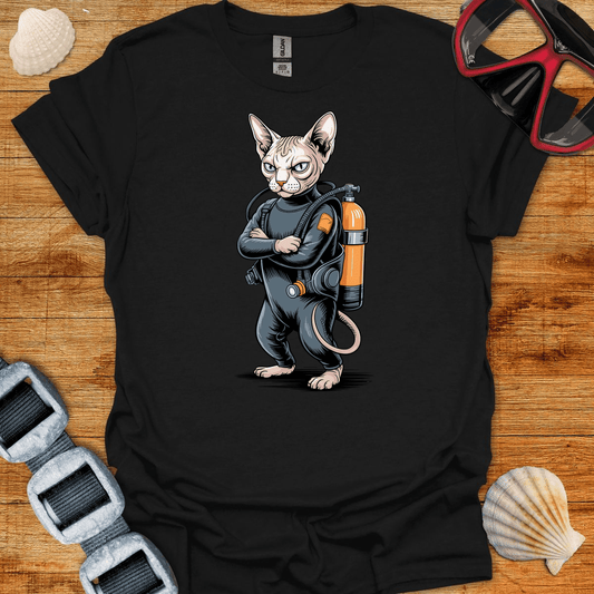 T-Shirt Black / S Sphynx Cat Diver T-Shirt