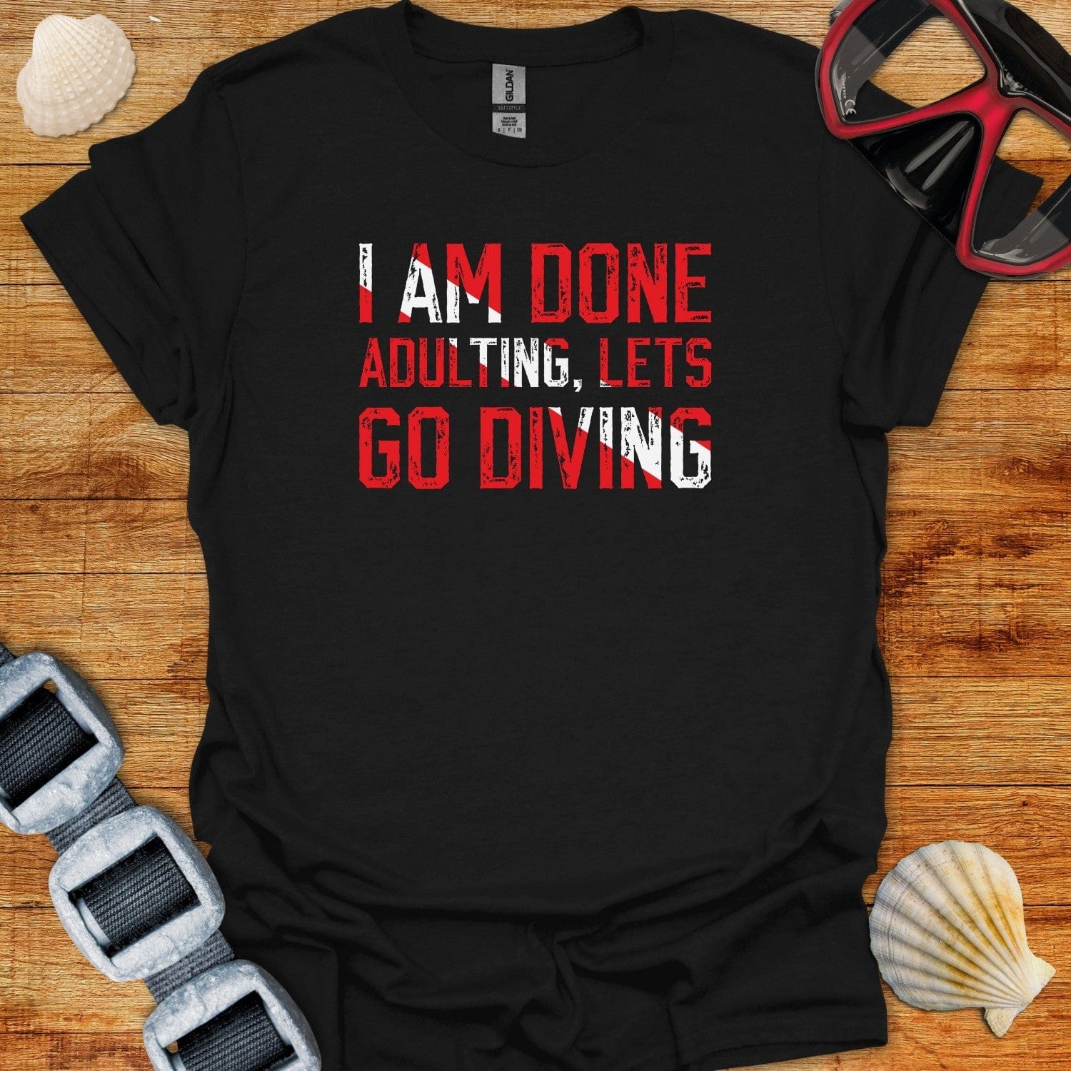 T-Shirt Black / XS Done Adulting Lets Go Diving