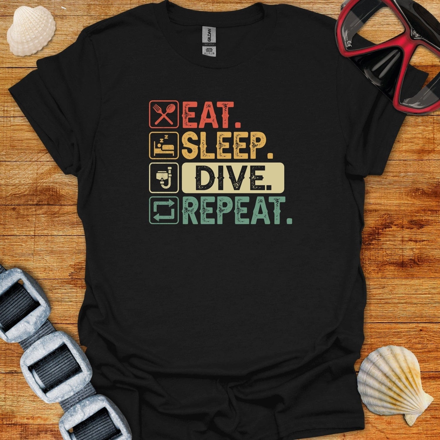 T-Shirt Black / XS Eat Sleep Dive Repeat