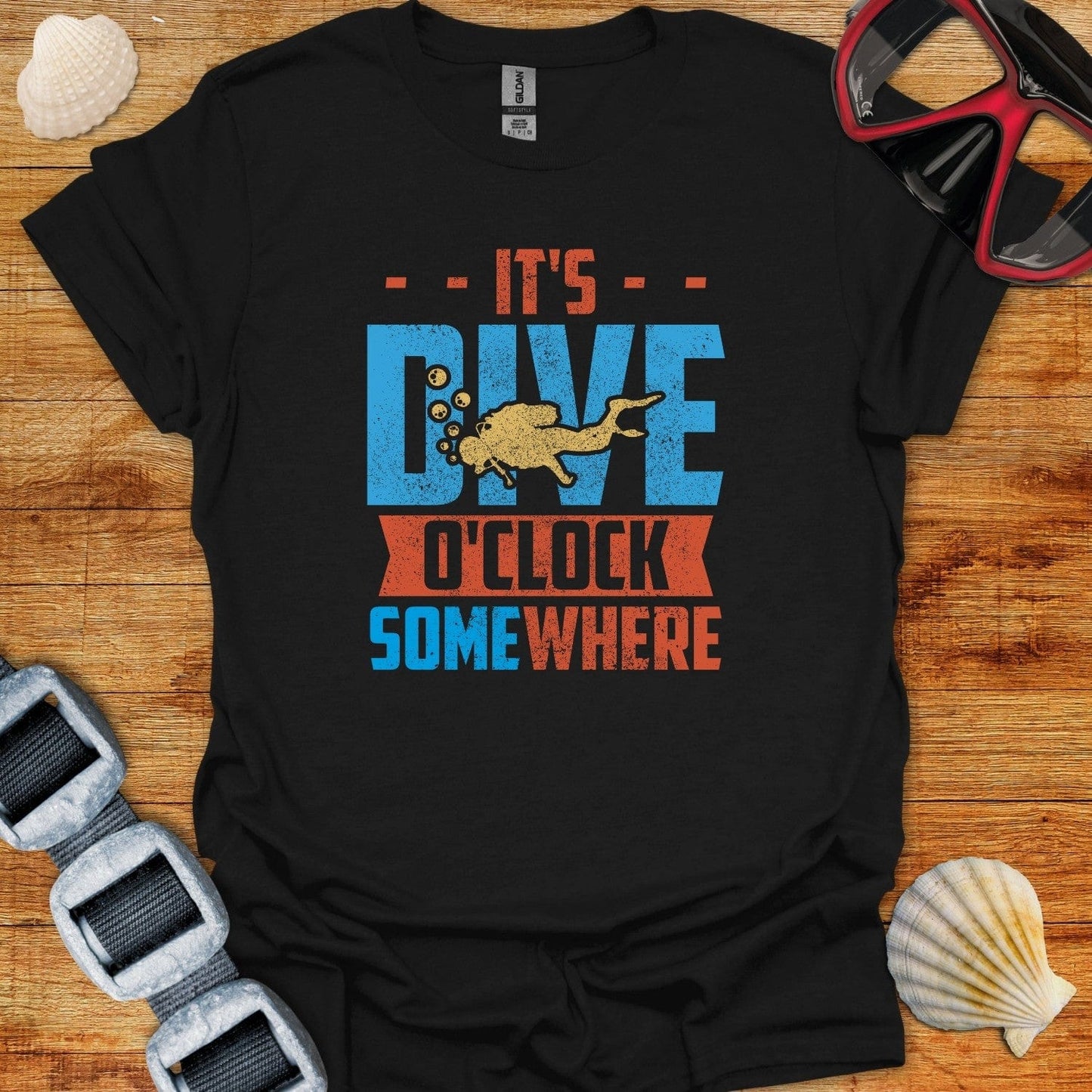 T-Shirt Black / XS It's Dive O'clock Somewhere