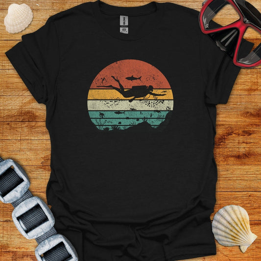 T-Shirt Black / XS Retro Dive Sunset