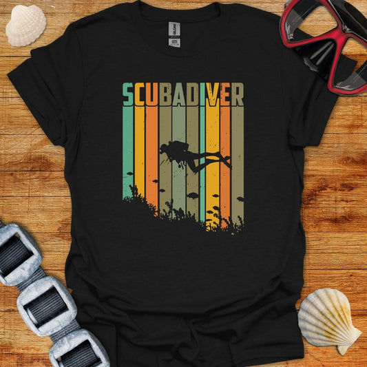 T-Shirt Black / XS Scuba Diver Stripes