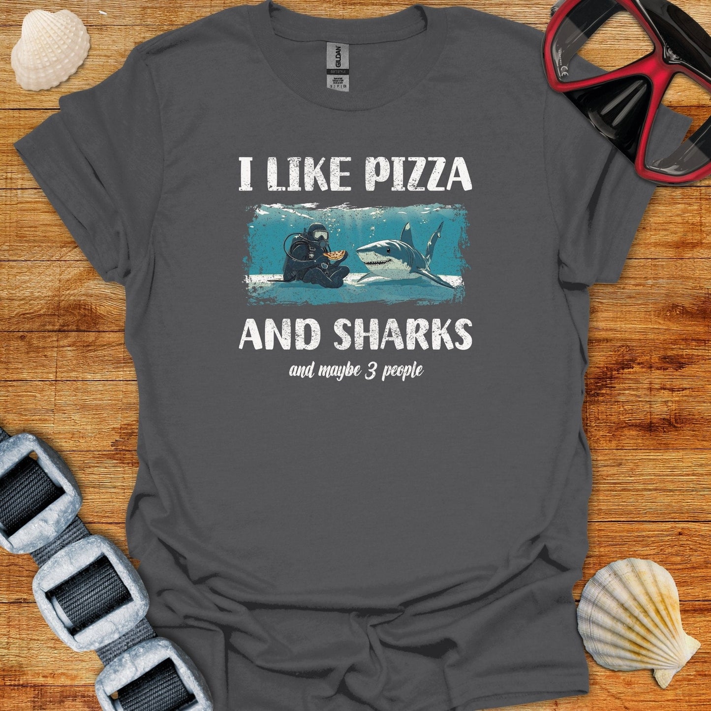 T-Shirt Charcoal / S I Like Pizza & Sharks T-Shirt