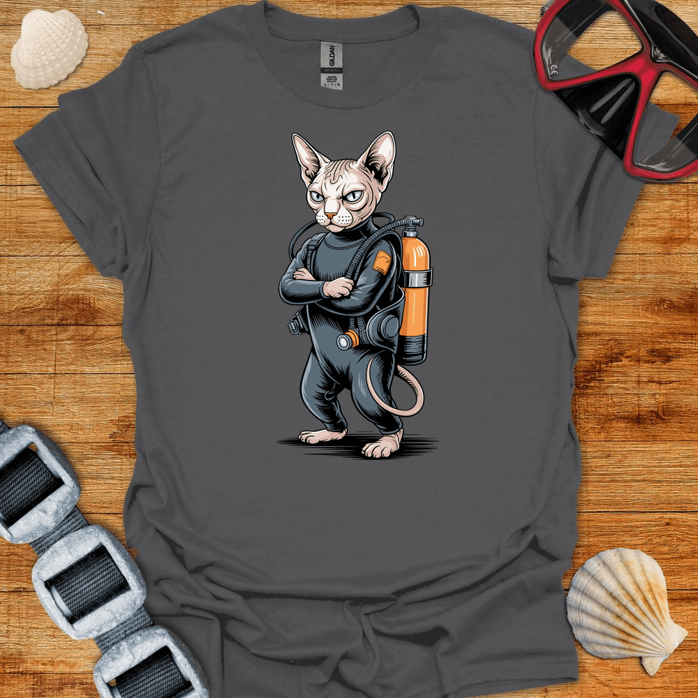 T-Shirt Charcoal / S Sphynx Cat Diver T-Shirt