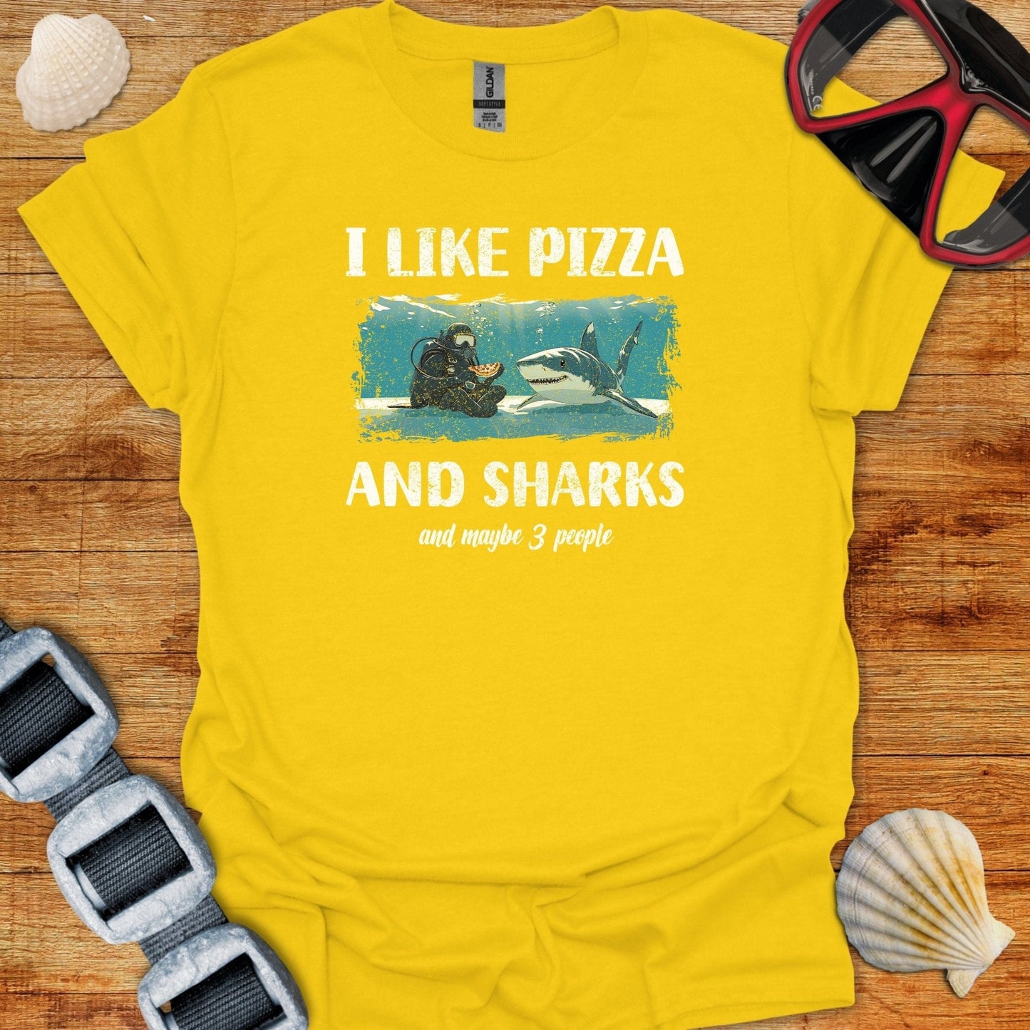 T-Shirt Daisy / S I Like Pizza & Sharks T-Shirt