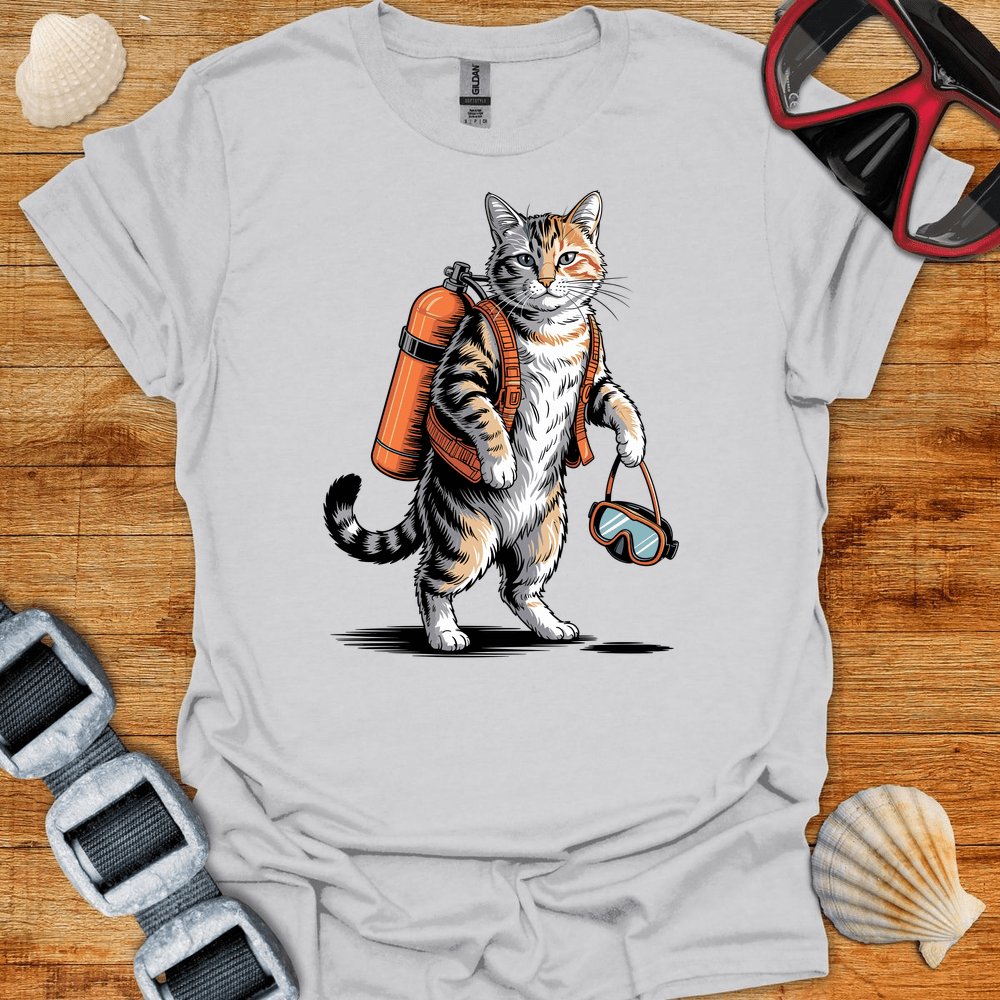 T-Shirt Ice Grey / S Cat Diver T-Shirt