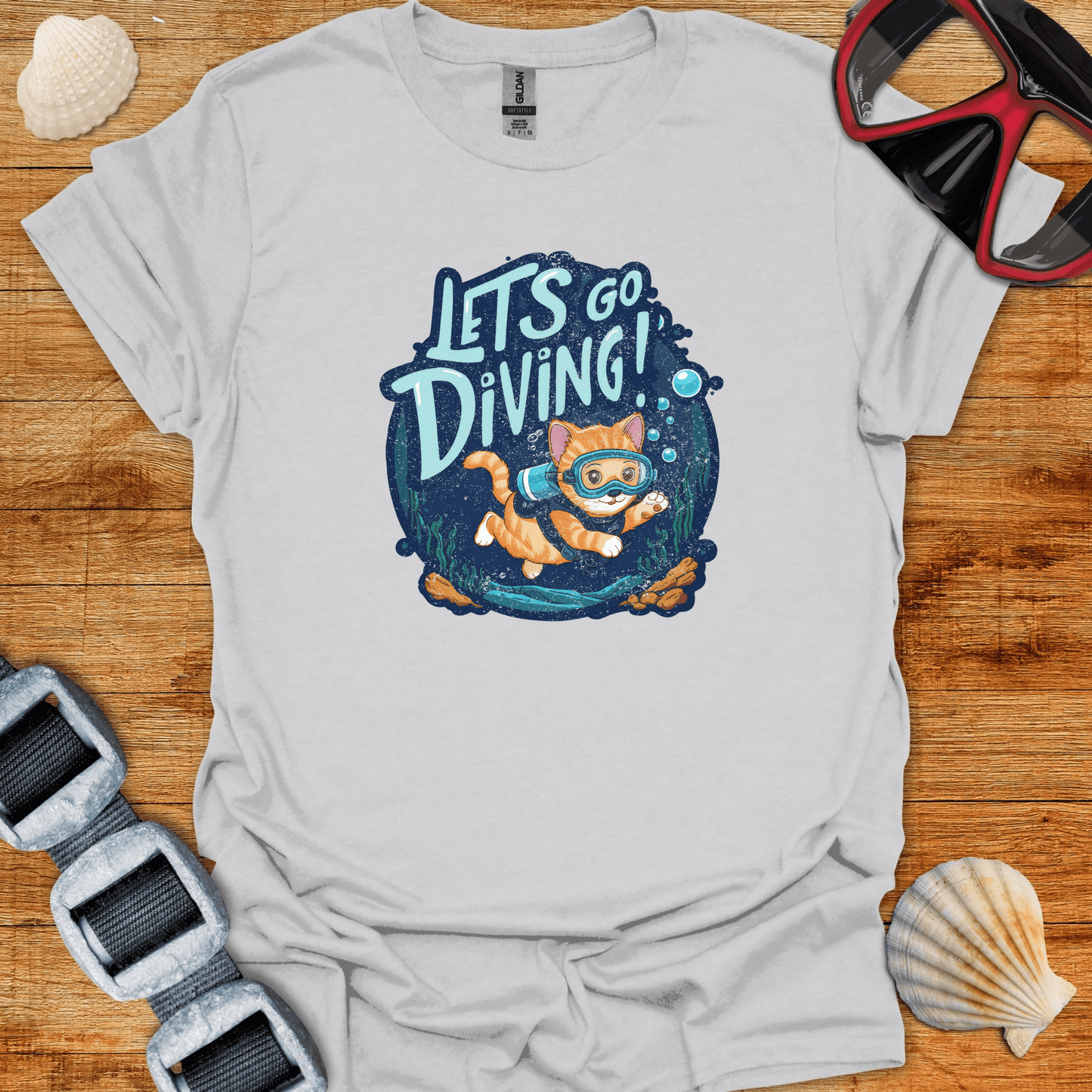 T-Shirt Ice Grey / S Cat Diving  T-Shirt