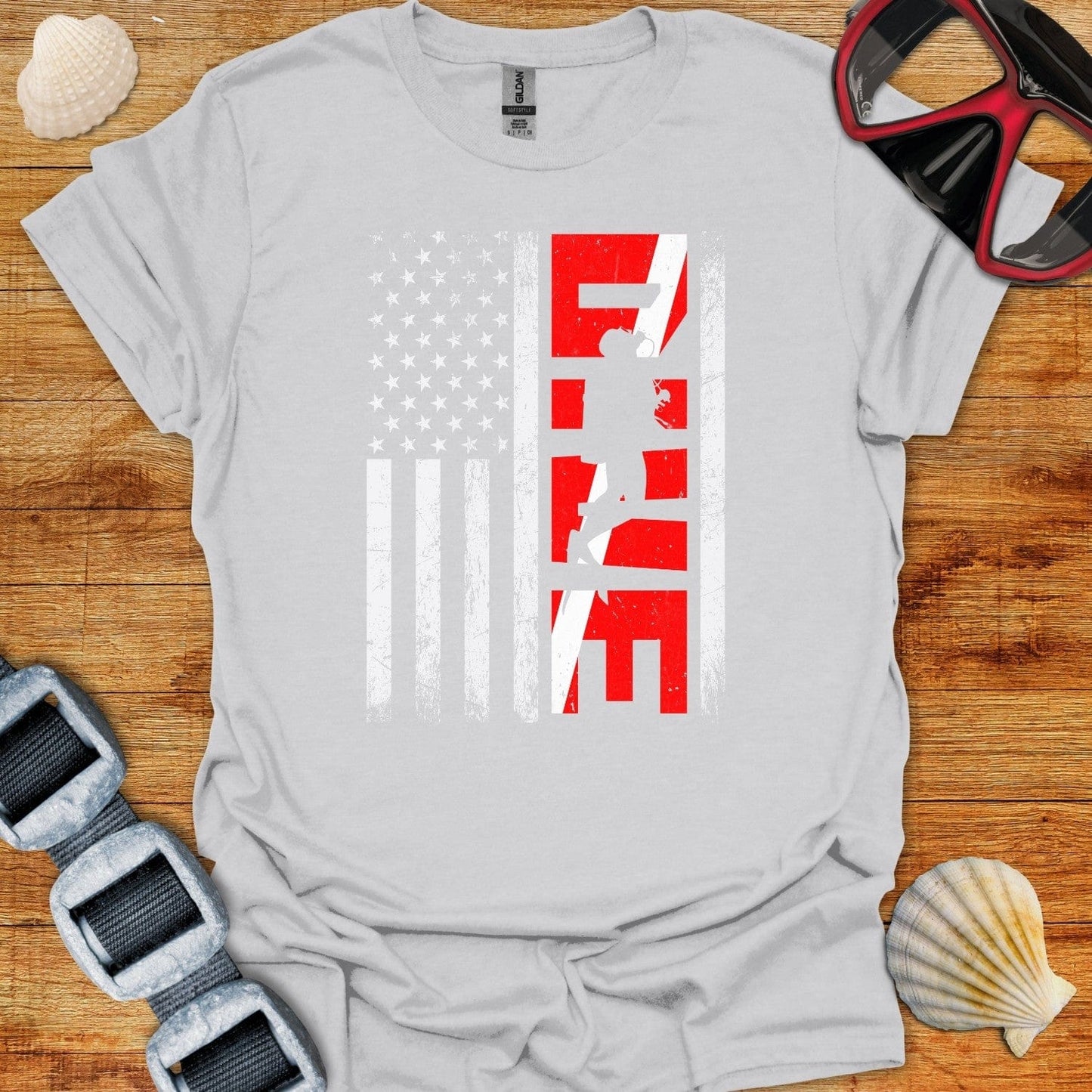 T-Shirt Ice Grey / S DIver USA Flag