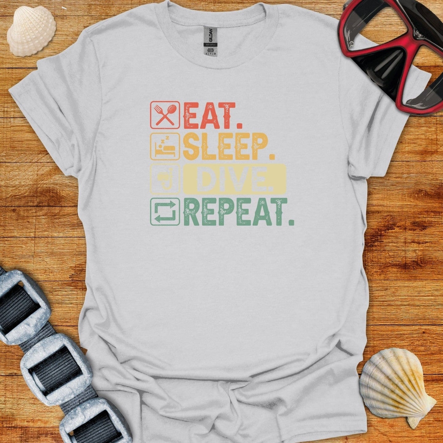 T-Shirt Ice Grey / S Eat Sleep Dive Repeat