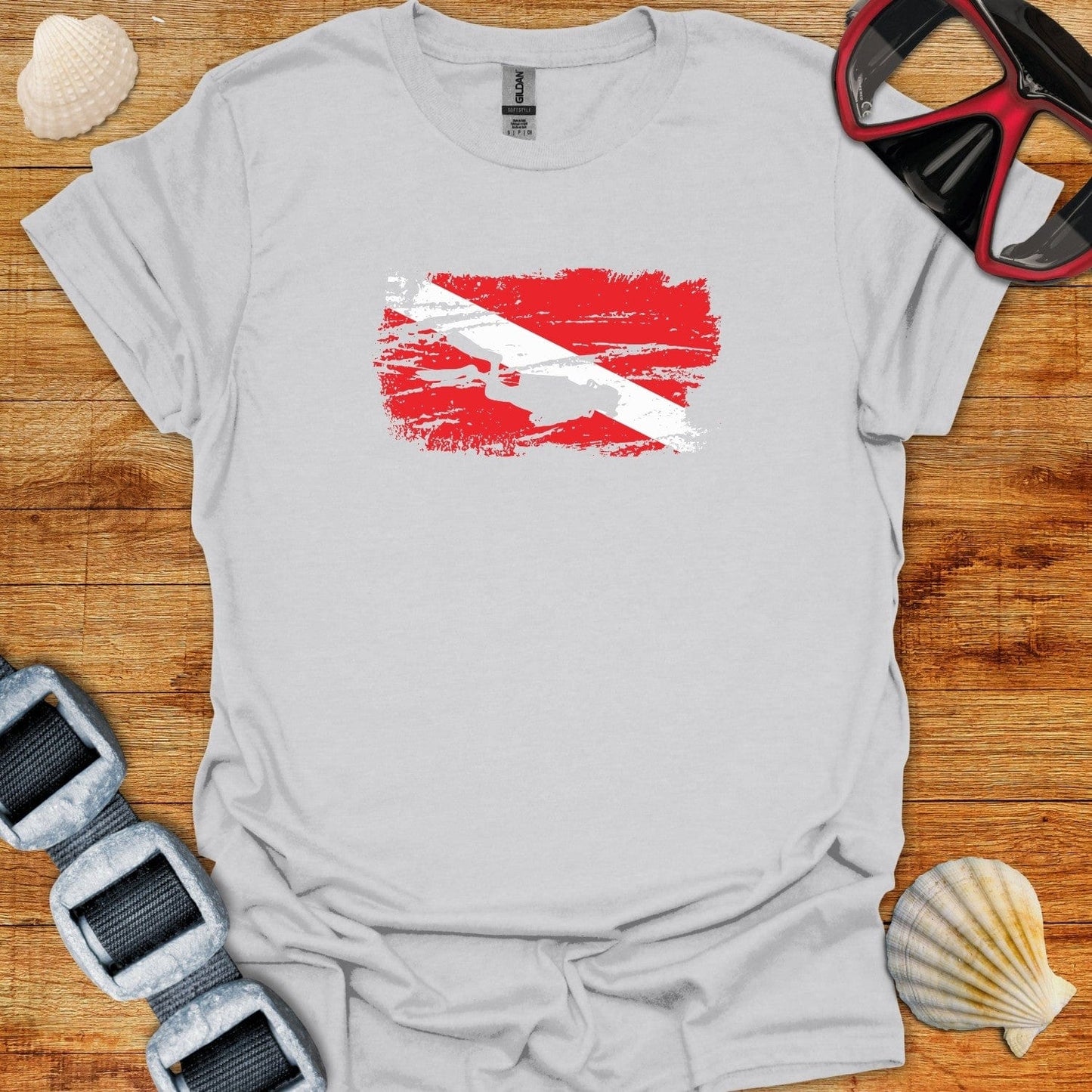 T-Shirt Ice Grey / S Grunge Diver Flag