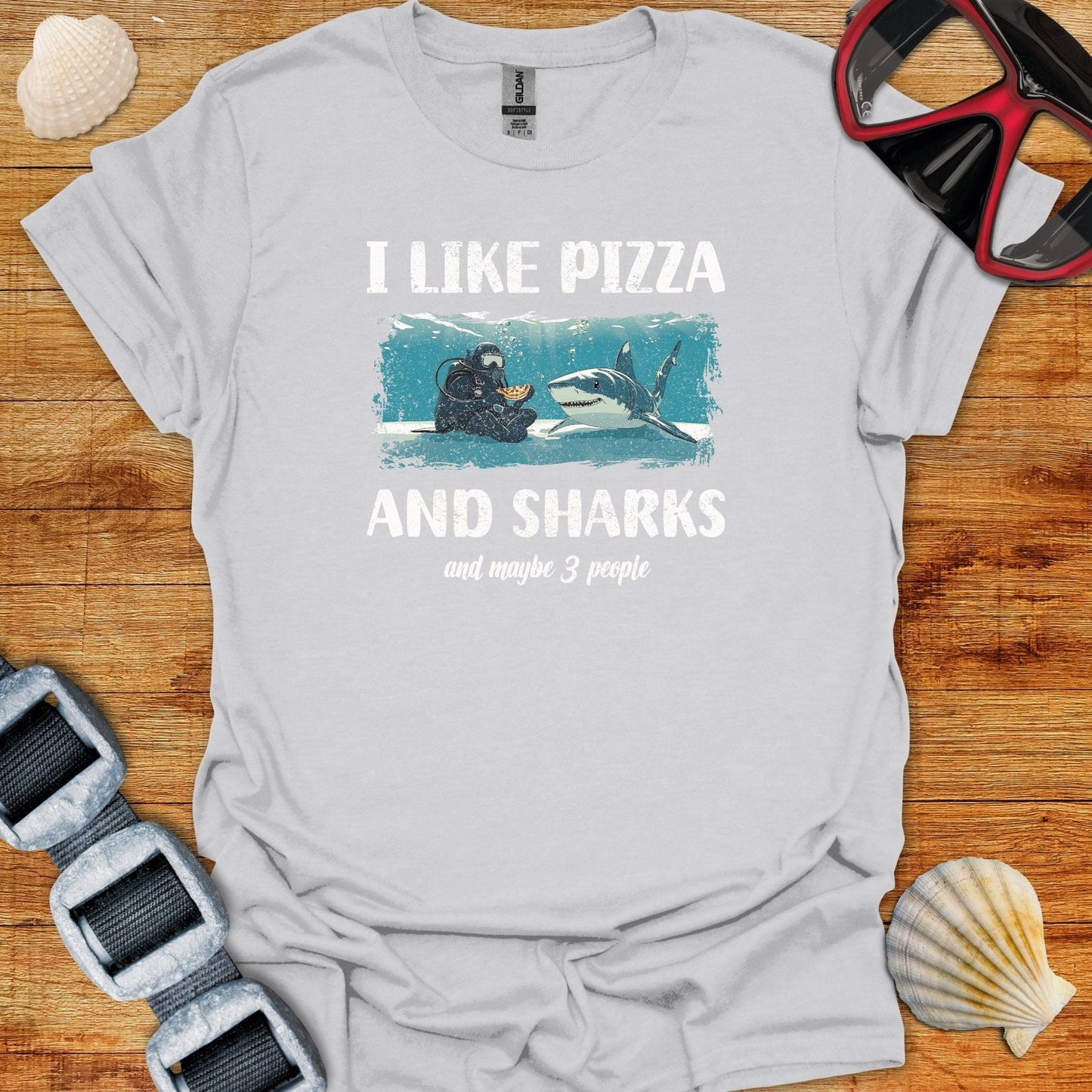 T-Shirt Ice Grey / S I Like Pizza & Sharks T-Shirt