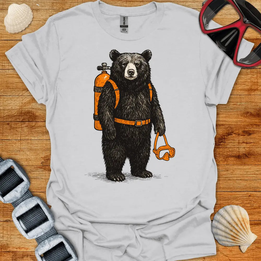 T-Shirt Ice Grey / S Scuba Black Bear T-Shirt