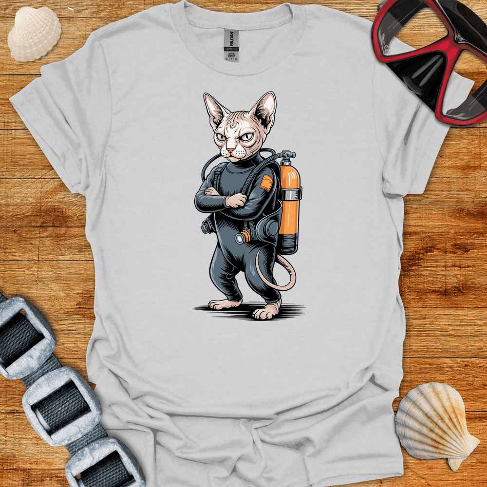 T-Shirt Ice Grey / S Sphynx Cat Diver T-Shirt