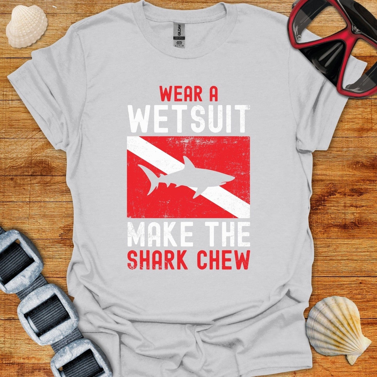 T-Shirt Ice Grey / S Wear A WetSuit Make The Shark Chew