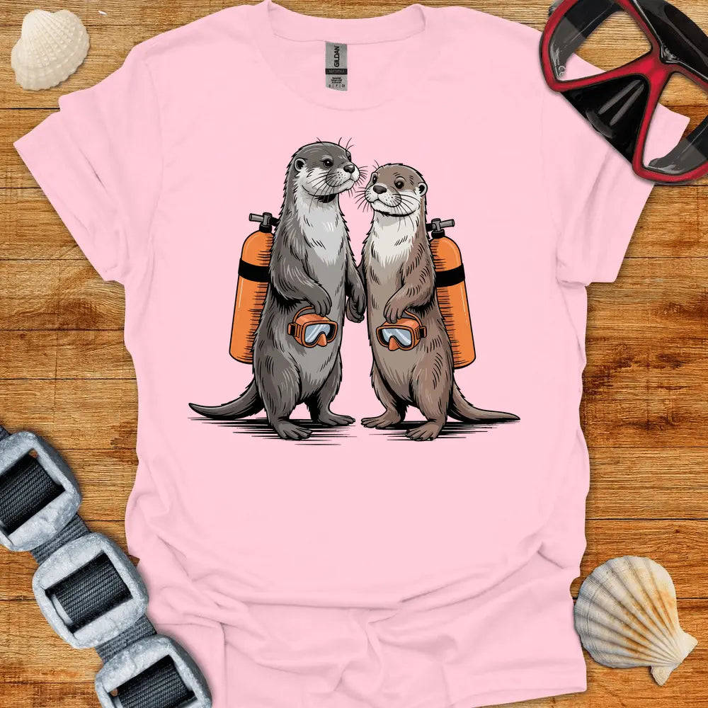 T-Shirt Light Pink / S Diving Otters T-Shirt