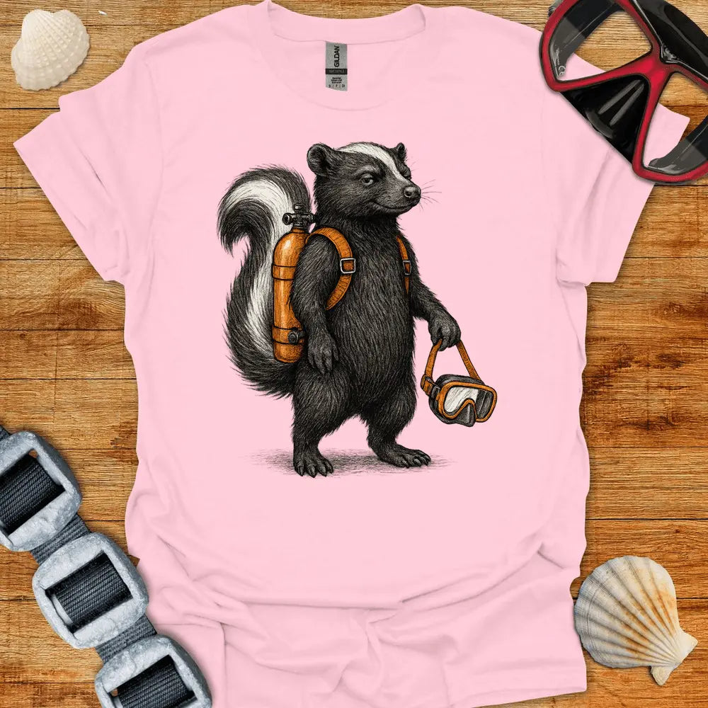 T-Shirt Light Pink / S Diving Skunk T Shirt