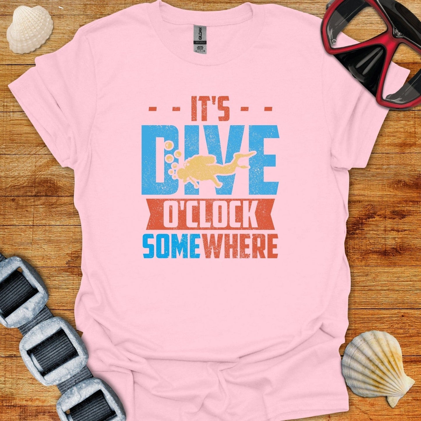 T-Shirt Light Pink / S It's Dive O'clock Somewhere