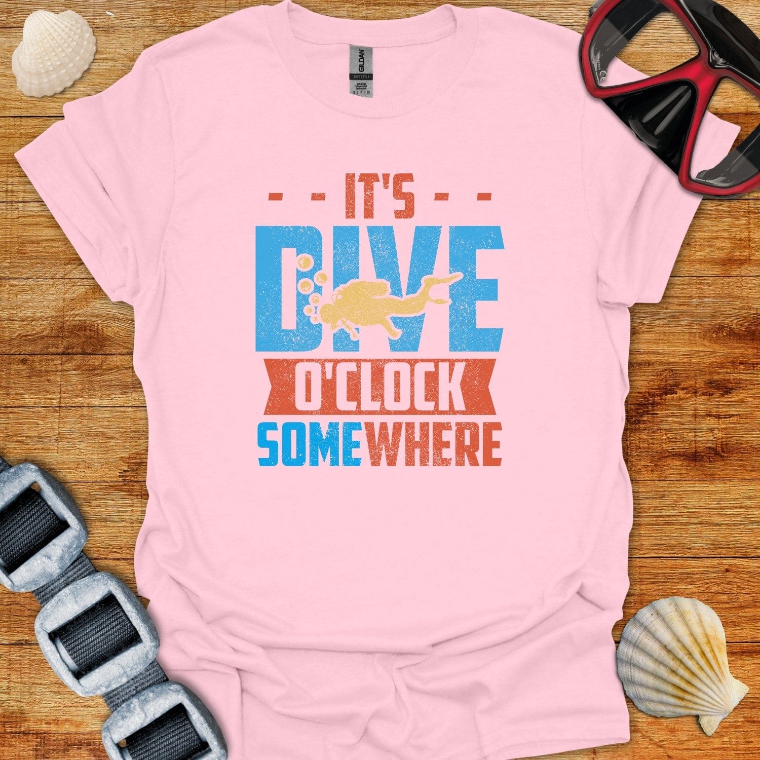 T-Shirt Light Pink / S It's Dive O'clock Somewhere