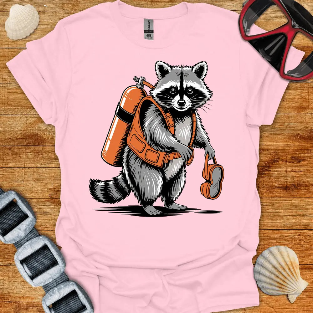 T-Shirt Light Pink / S Racoon Diver T-Shirt