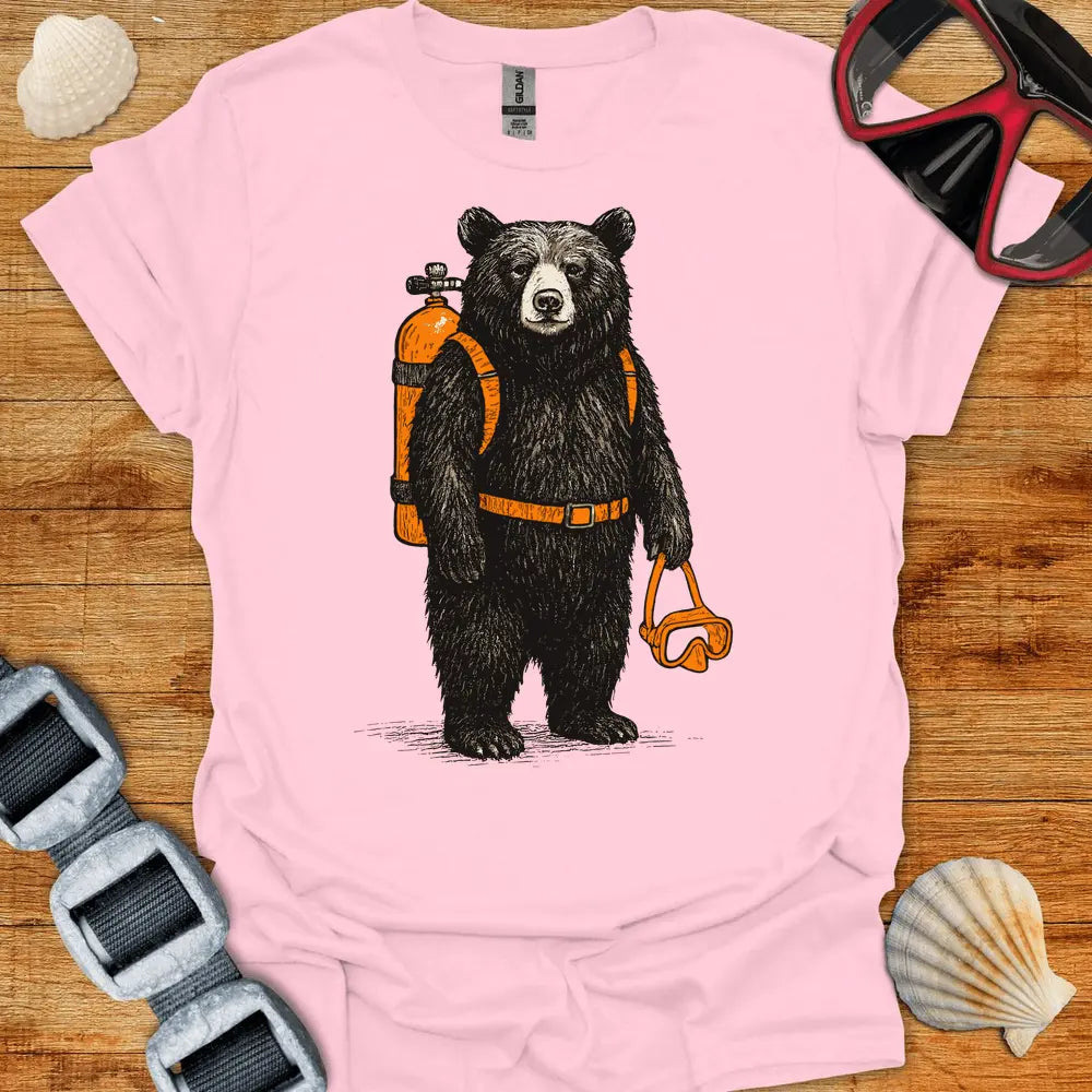 T-Shirt Light Pink / S Scuba Black Bear T-Shirt