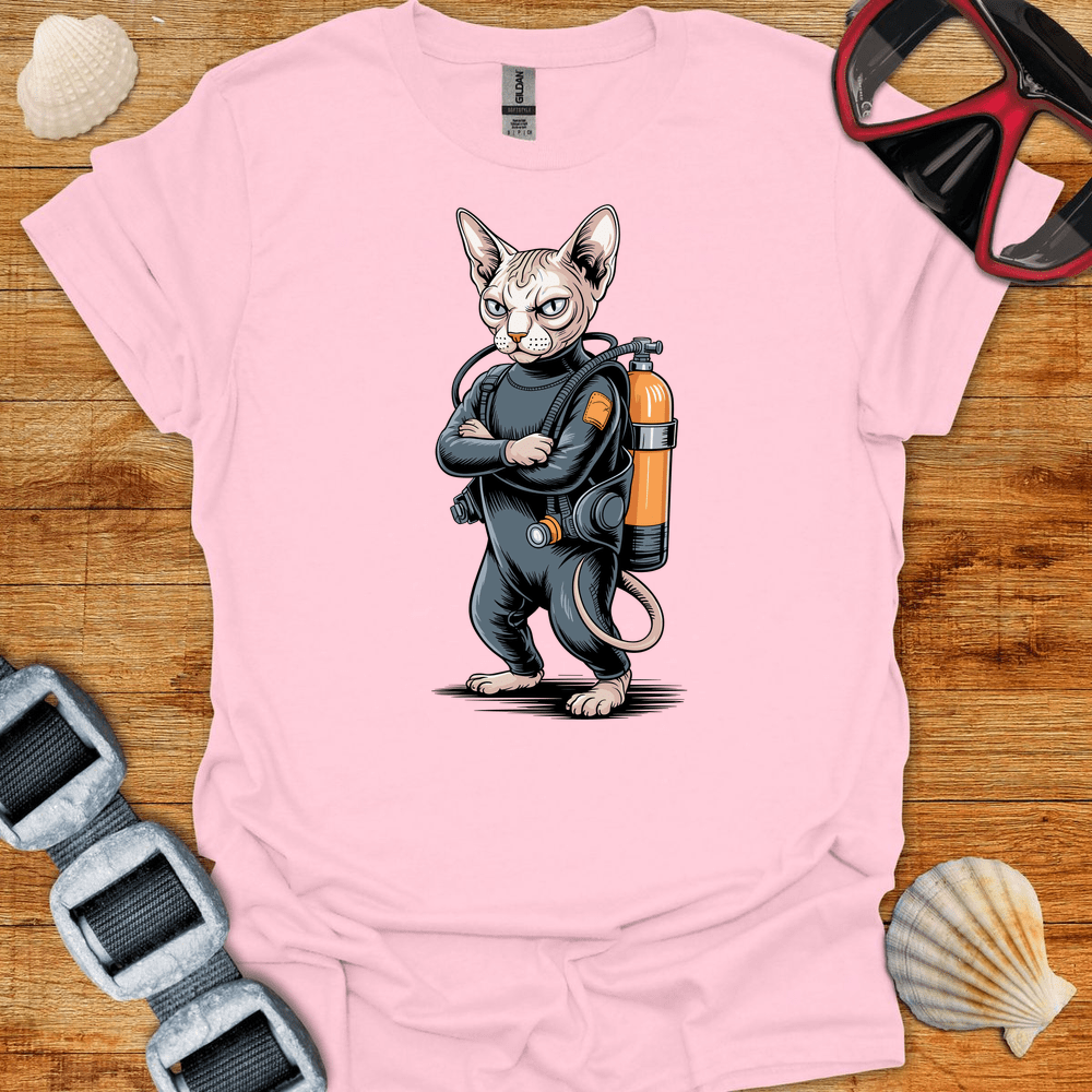 T-Shirt Light Pink / S Sphynx Cat Diver T-Shirt