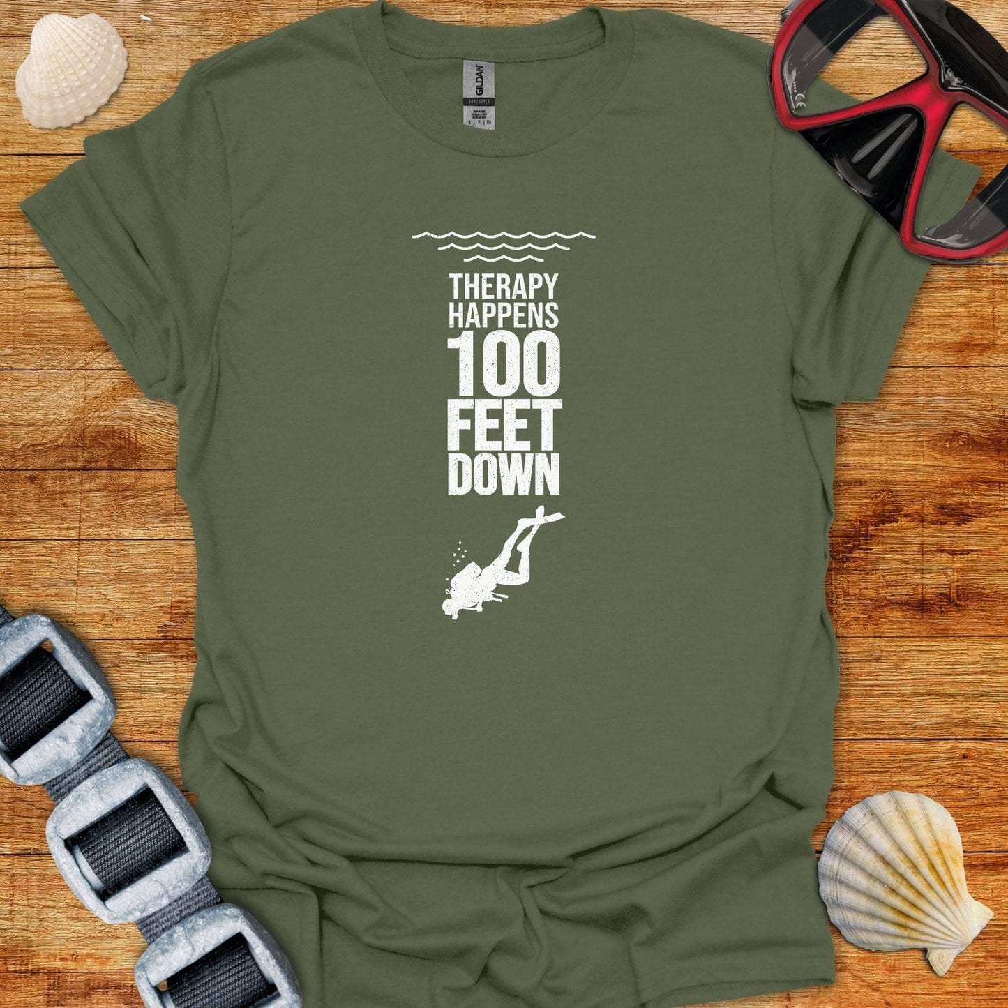 T-Shirt Military Green / S 100 Feet Down