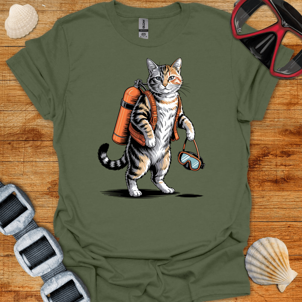 T-Shirt Military Green / S Cat Diver T-Shirt