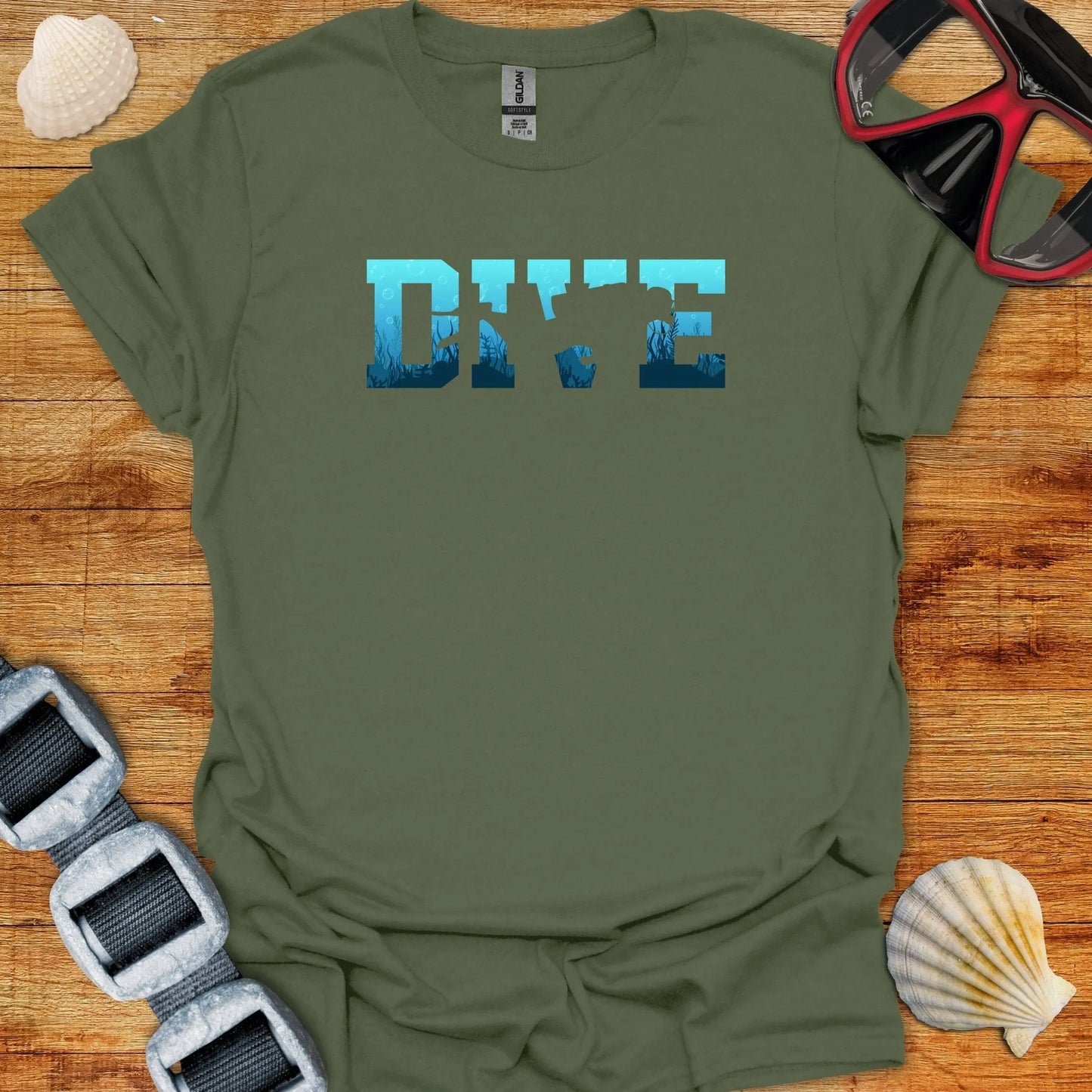 T-Shirt Military Green / S Dive Into The Blue T-Shirt