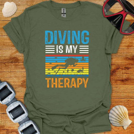 T-Shirt Military Green / S Diving Is My Therapy
