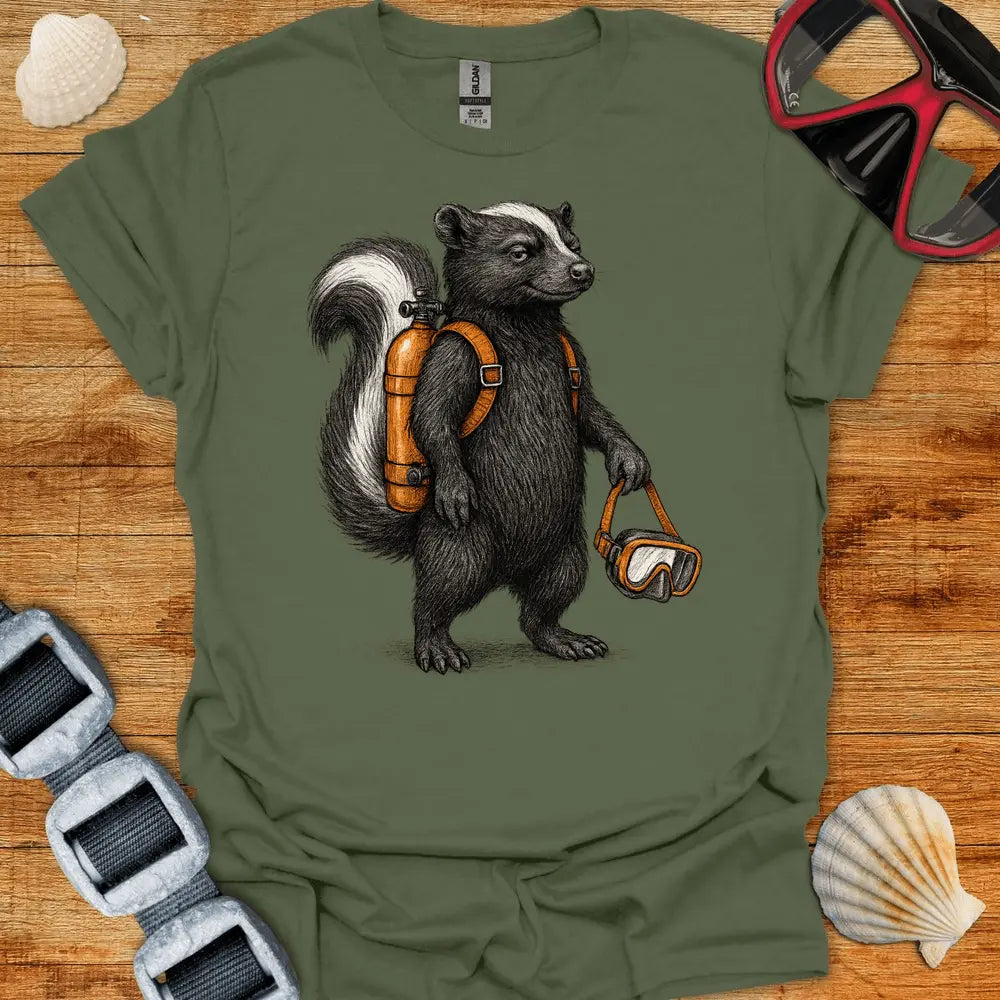 T-Shirt Military Green / S Diving Skunk T-Shirt