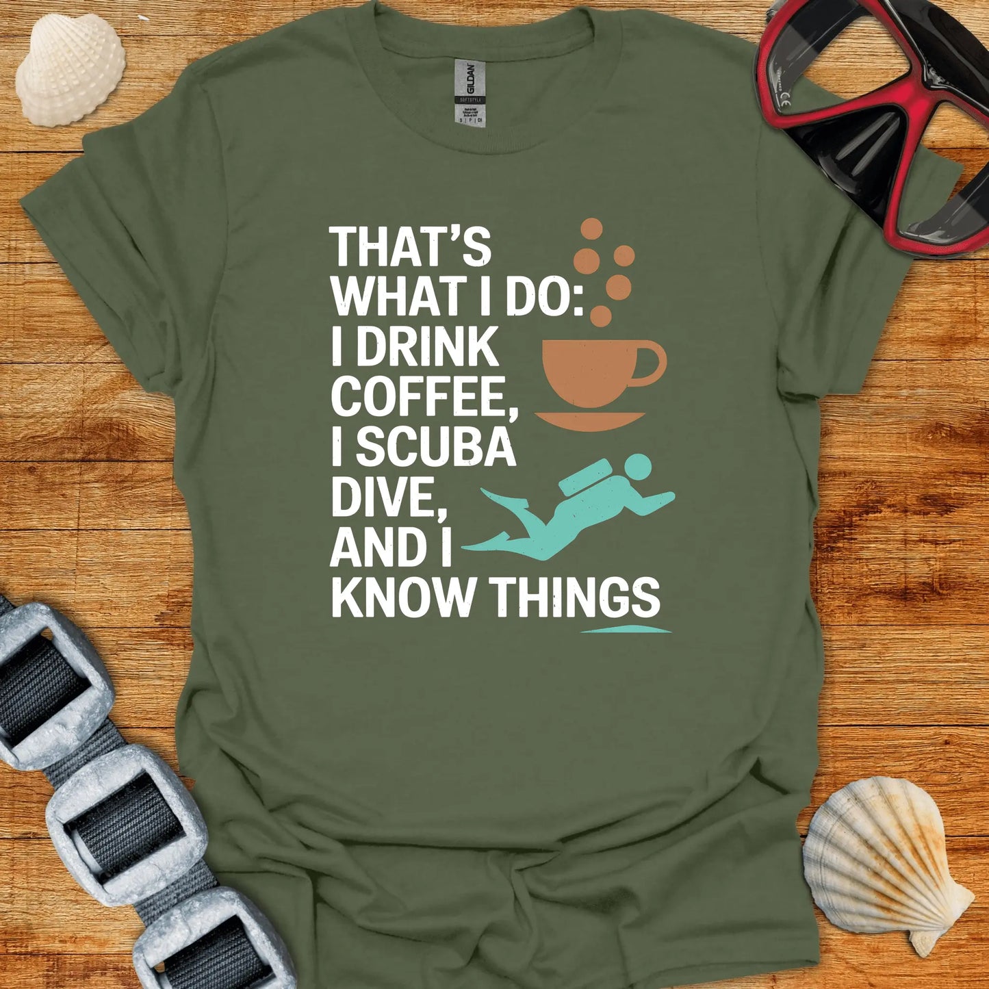 T-Shirt Military Green / S Do Coffee & Dive T-Shirt