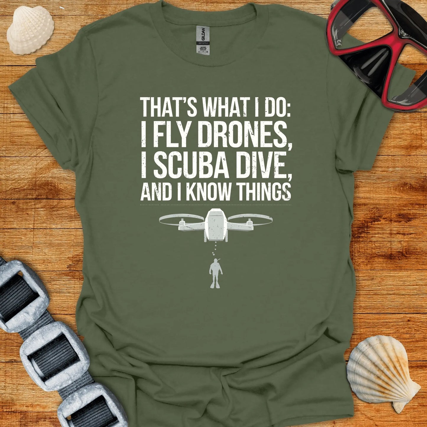 T-Shirt Military Green / S Do Drones & Dive T-Shirt