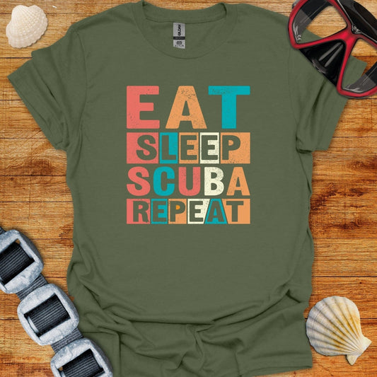 T-Shirt Military Green / S Eat Sleep Dive Repeat